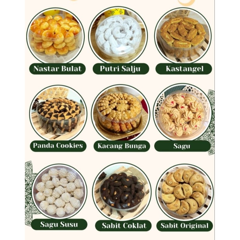 

Kue Kering Nastar/Putri Salju/Kastangel dan lainnya . Kue Kering Lebaran Toples size 500 gram