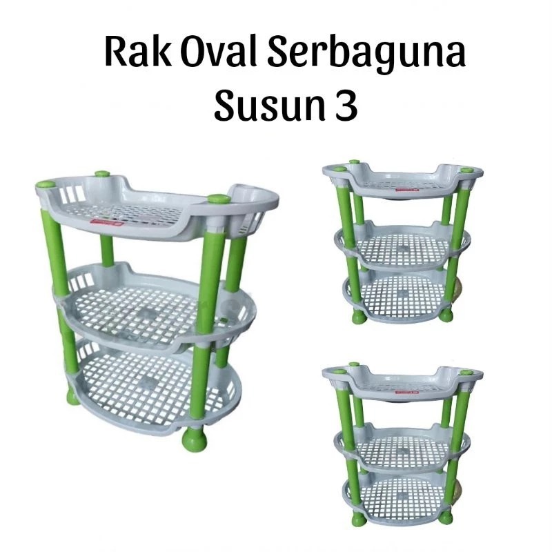 Rak Plastik Mini Nasional Susun 3 OVAL / Rak plastik susun 3 OVAL / Rak bumbu / Rak serbaguna
