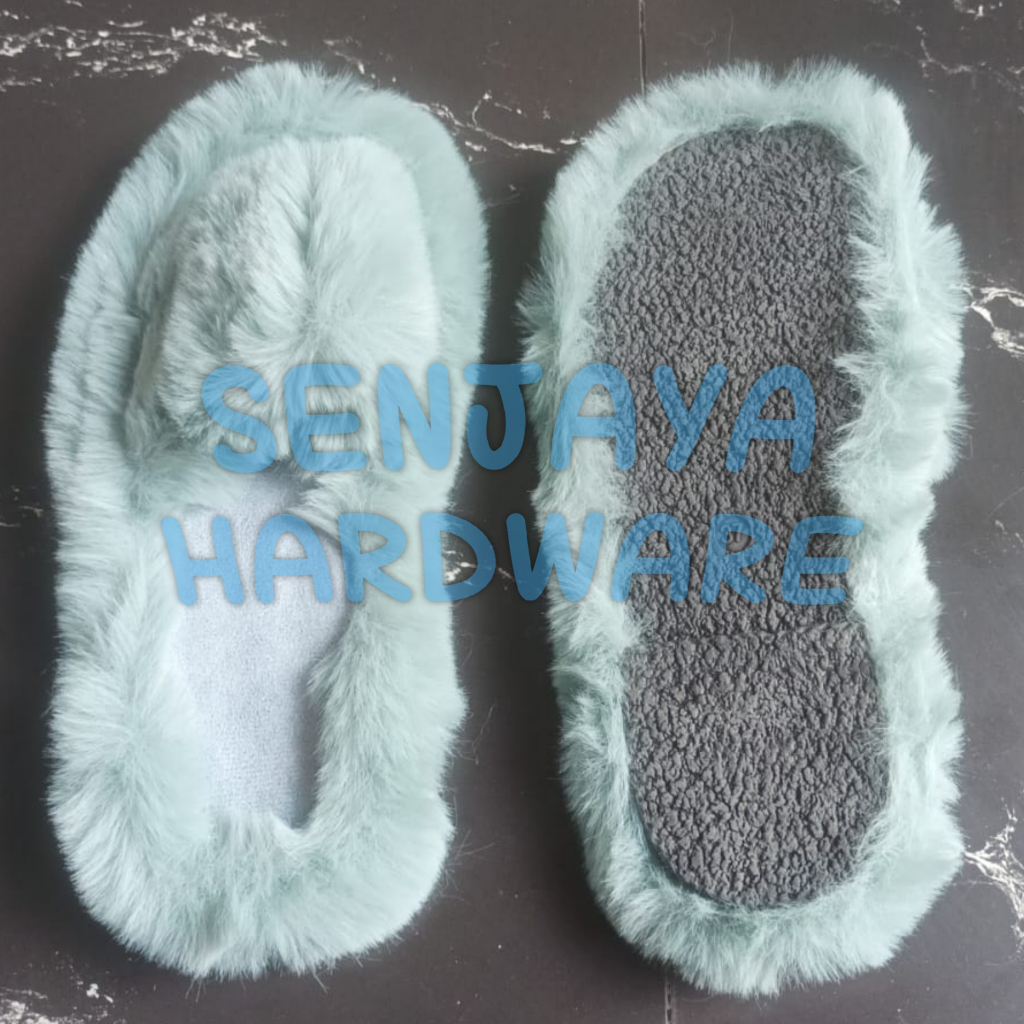 Sandal rumah sandal santai slop slipper bahan bulu wanita premium