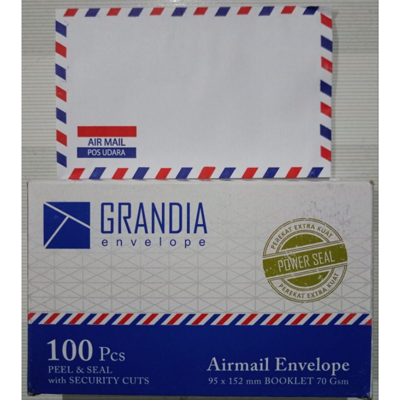 

(1 PCS) AMPLOP Grandia Envelope Airmail 95 x 152 mm Buklet 70 Gsm