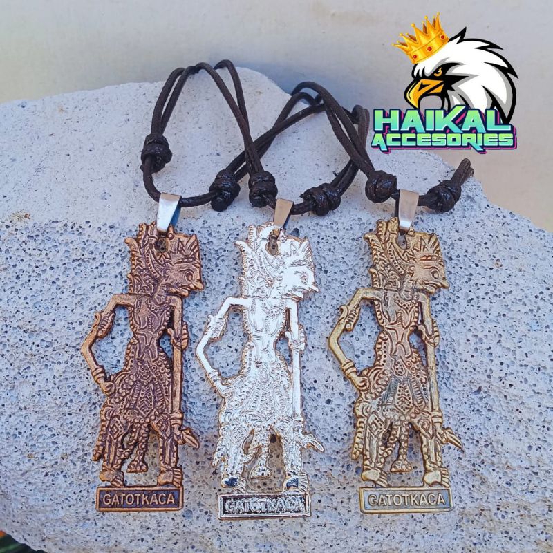Kalung tali Korea bandul model wayang gatotkaca kalung tali bandul motif liontin gatotkaca