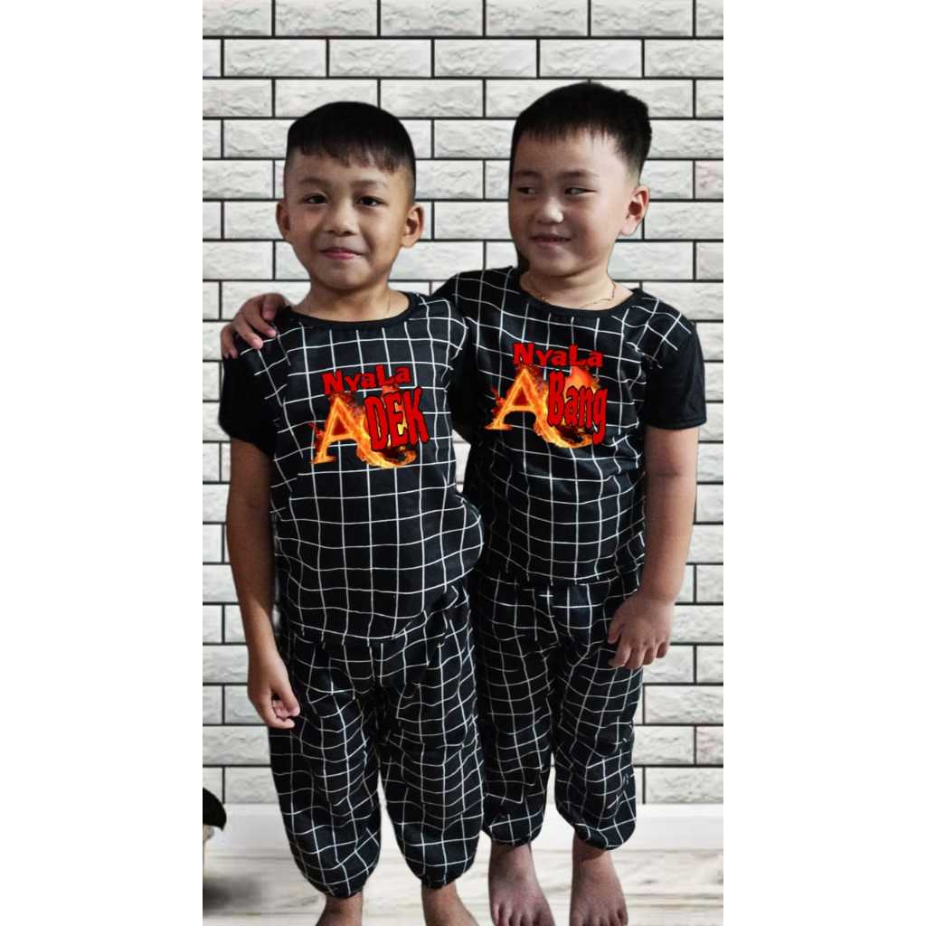 Setelan CP joger plaid anak balita lucu unisex