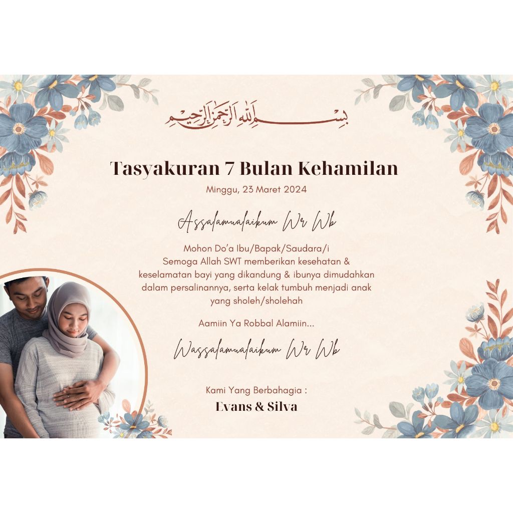 Kartu Ucapan Tasyakuran Kehamilan 7 Bulanan