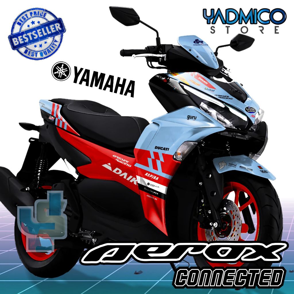 Decal Aerox 155 Connected Full Body - Stiker Motor Aerox 155 Connected Full Body - Striping Hologram