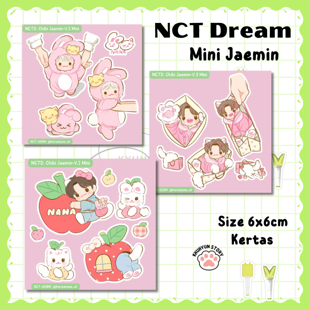 

Sticker Kpop NCT Dream Jaemin Nana Chibi Kartun Anime Lucu Aesthetic Stiker Deco Laptop Hp Buku Note Memo Botol Murah Berkualitas