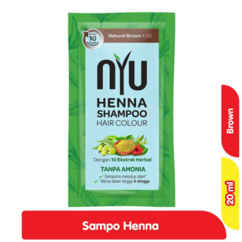 NYU Henna Sampo Pewarna Rambut Natural Brown Sachet 20 ml