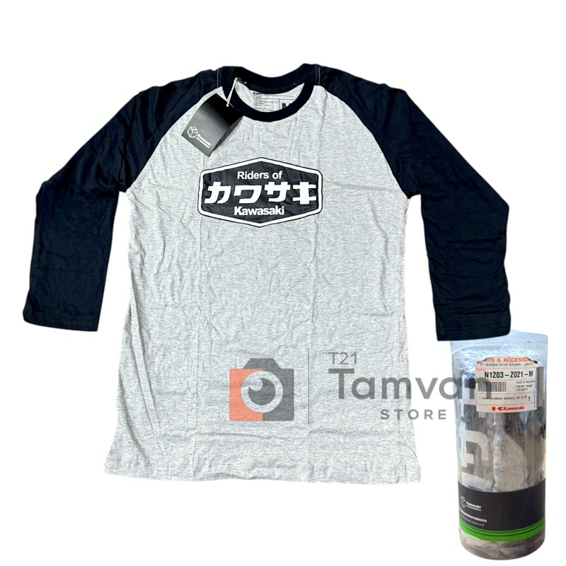 APPAREL TSHIRT BAJU KAOS KAWASAKI BASEBAL RIDERS OF KAWASAKI GREY ORIGINAL