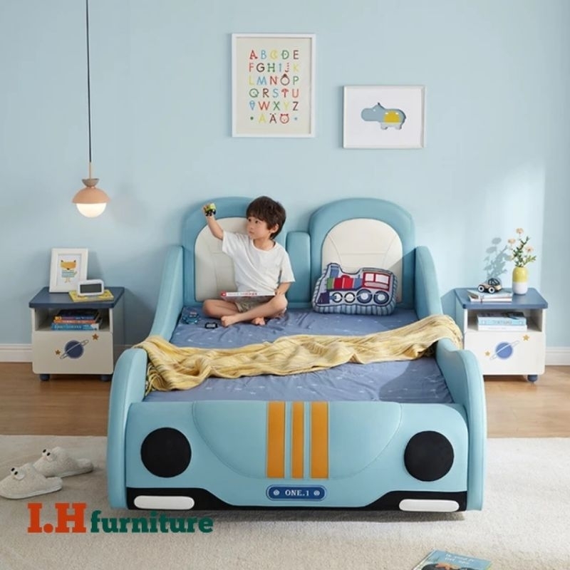 Tempat tidur anak karakter , tempat tidur anak karakter mobil , dipan custom , dipan single