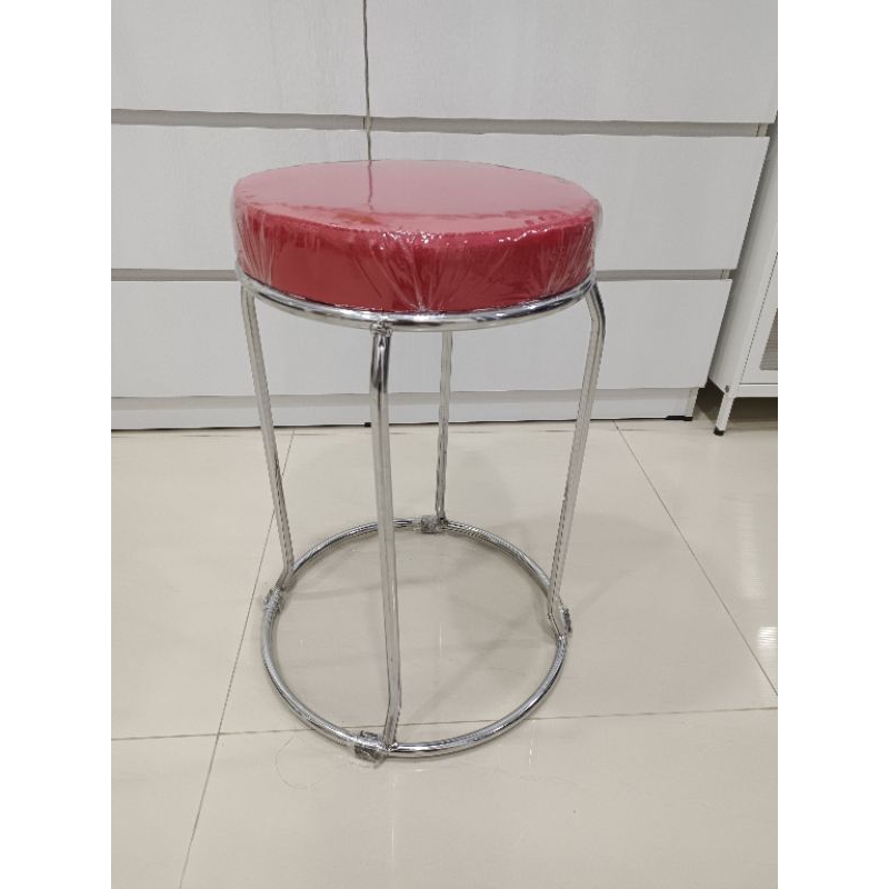 Kursi Baso / Bar bulat kaki besi chrome padat