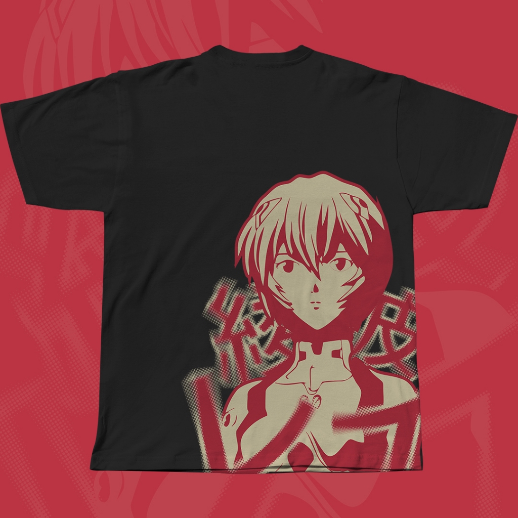 REI - Kaos Anime Evangelion Rei Ayanami - Kaos Distro Pria Hitam Putih 24s