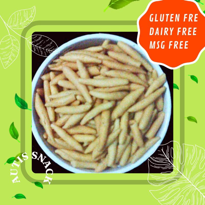 

STIK BERAS NON TELUR AUTIS FOODS, untuk AUTIS/GLUTEN FREE/DAIRY FREE/MSG FREE/SNACK AUTISME