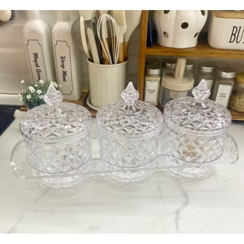 TOPLES KRISTAL MEWAH Set 3 Pcs + RAK TOPLES LEBARAN TOPLES KUE AESTHETIK BATAM