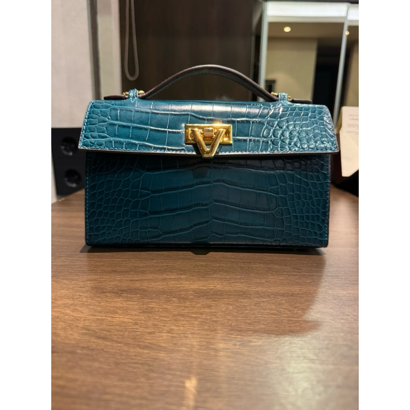 Vone World x Heart Evangelista Teal Croco Bag