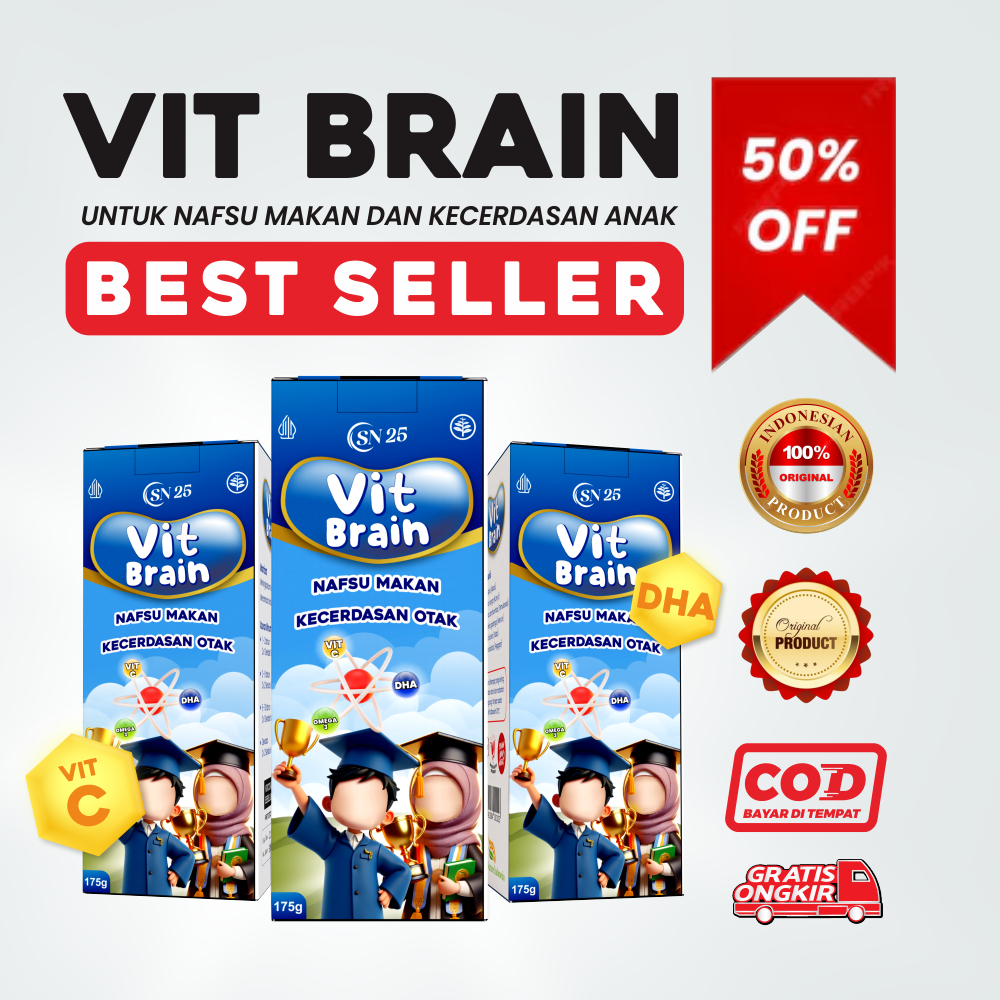 

VIT BRAIN vitamin Untuk kecerdasan otak dan daya ingat anak - 175g, Cerdas & Sehat