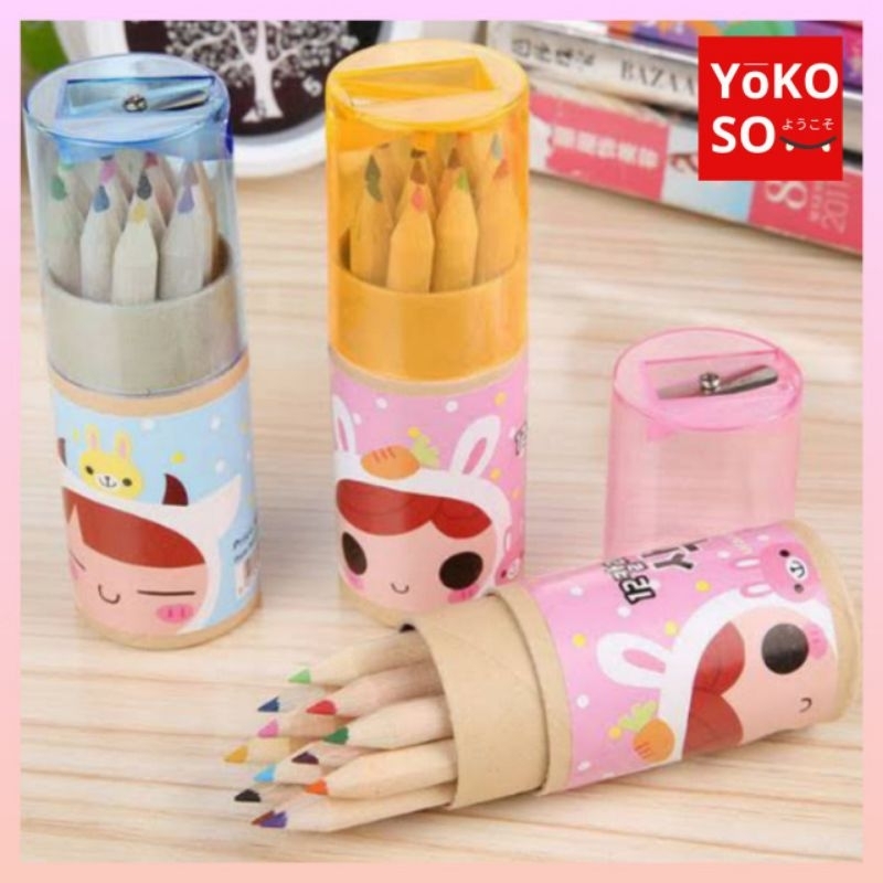 

YOKOSO S120 Warna 12 in 1 + Rautan Pensil Serutan Color Pencil Warna Karakter Tabung