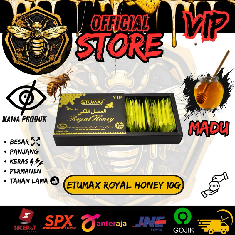 

Etumax Royal Honey VIP for Him herbal Original Box=24 Sachet | stamina madu untuk pria tahan lama | Etumax Royal Honey Original VIP . For Men / him. Improving performance Strength with Caviar Powder