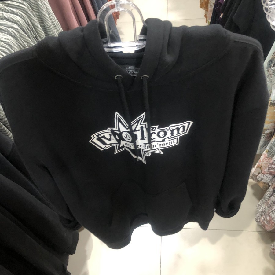 Jaket pria volcom original vent pullover hoodie black