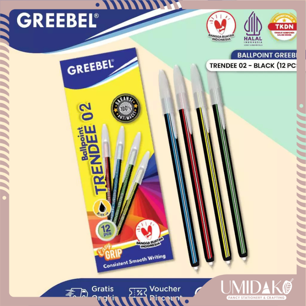 

[UMIDAKO] BOLPOIN GREEBEL BALLPEN TRENDEE 02 PAK