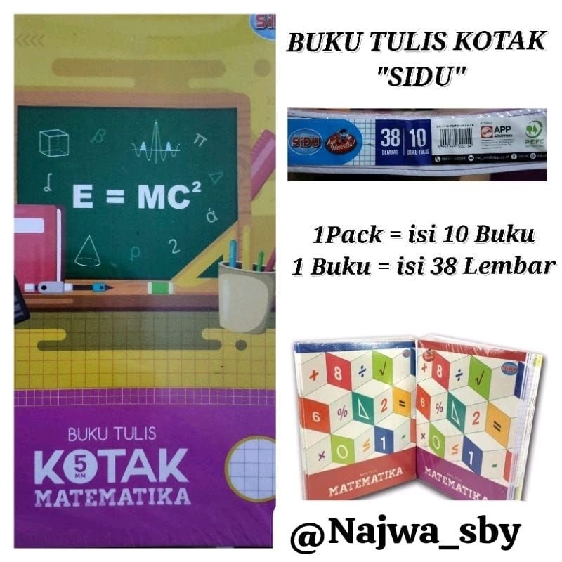 

BUKU TULIS KOTAK " SIDU " ( 1PACK = ISI 10 BUKU )