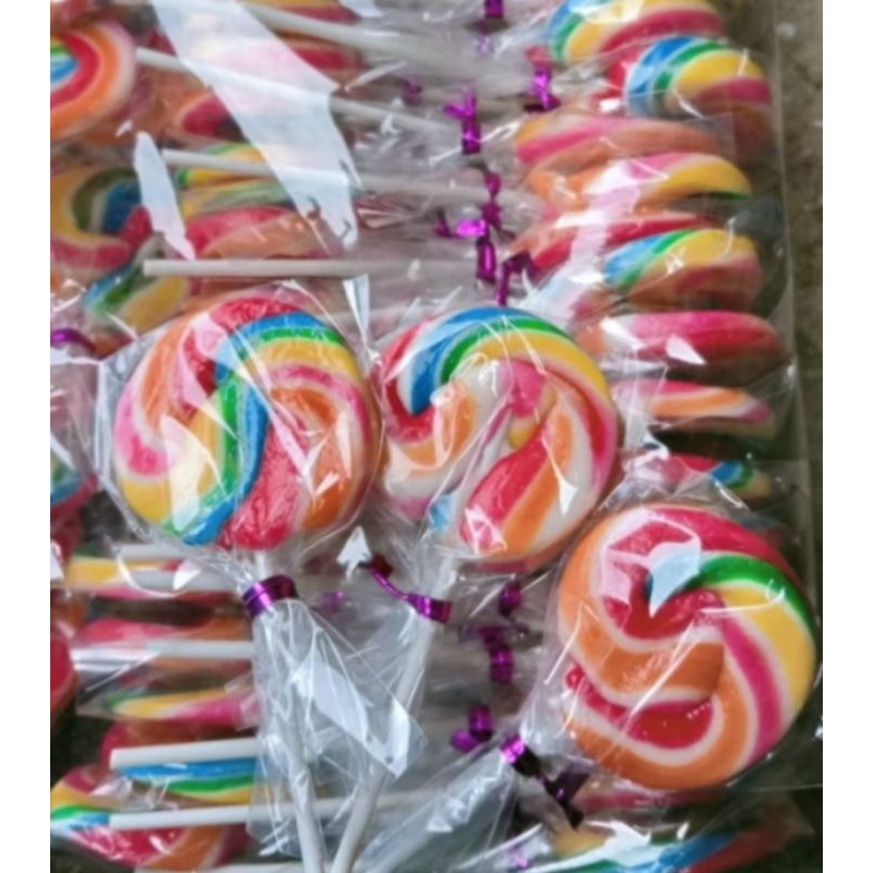 

100 biji Permen lolipop bulat -+4,5cm rainbow