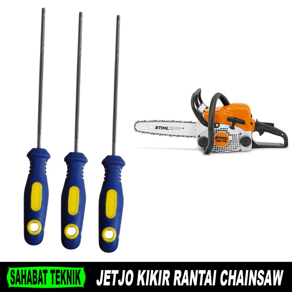 Jetjo Kikir Rantai Chainsaw 4.8x200mm Gagang Karet / Chainsaw Files 4.8 / Kikir Gergaji 4,8 / Kikir 