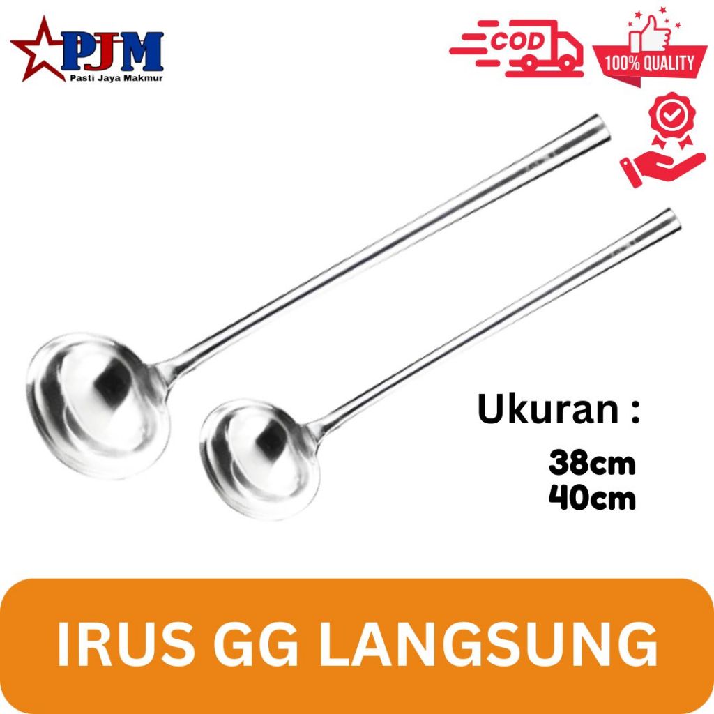 Irus Gagang Langsung 2 uk /Irus Kuah/Irus Tumis Panjang Stainless