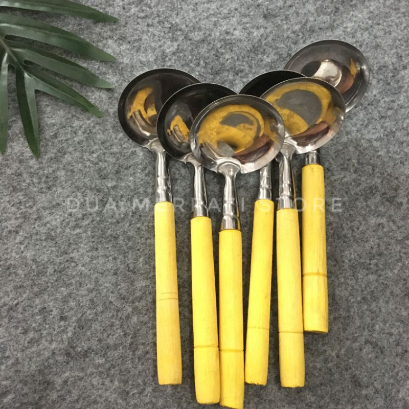 Irus Kecil Gagang Kayu / Irus Kecil Stainless Steel / Sendok Sayur Pegangan Kayu / Irus Kayu Murah p