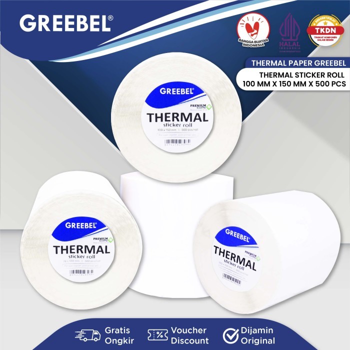 

Label Stiker Thermal Roll Isi 500pcs 100x150mm Premium Greebel / Label Kertas Barcode Tidak Luntur Lem Kuat