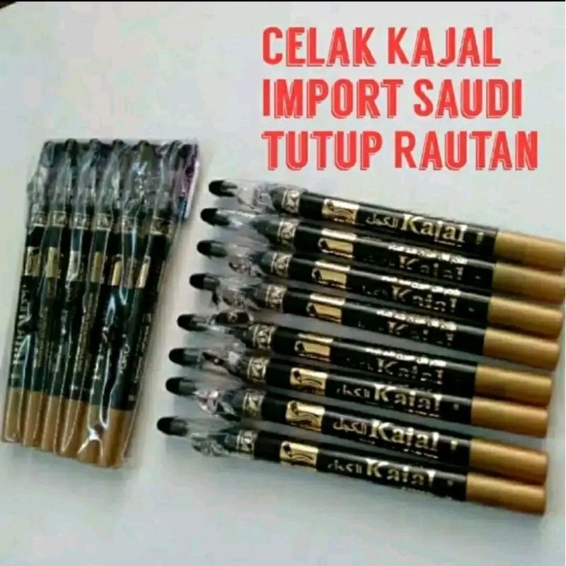 Celak Mata Kajal Original Arab Warna Hitam + Rautan / celak Arab Kajal / Celak Hitam Halal / celak W