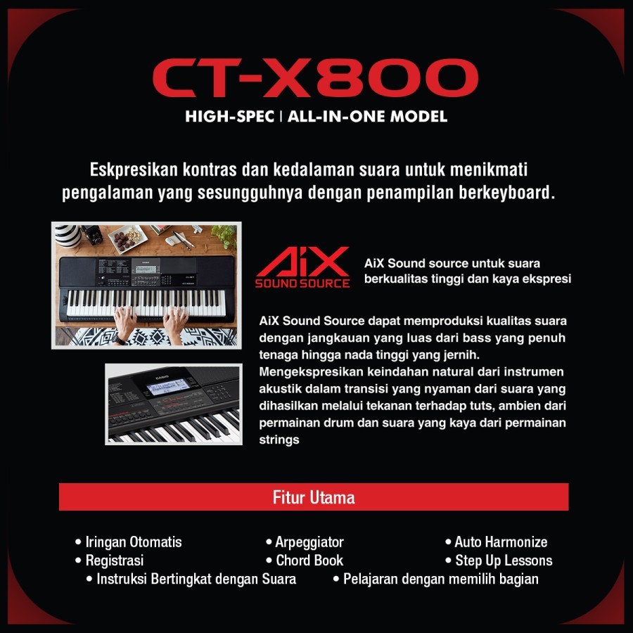 CASIO CT-X800 61 Key Keyboard Rhythm Style Indonesia Keyboard Pemula