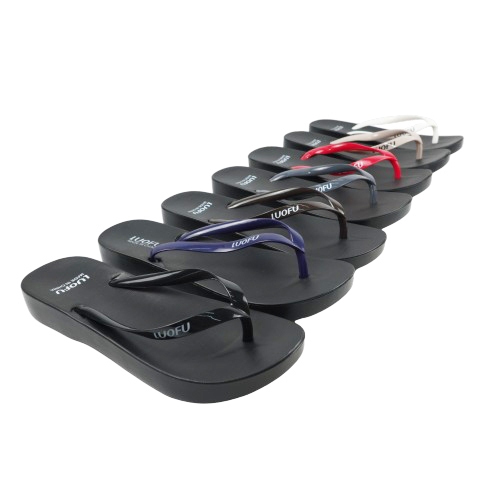 LUOFU Sendal Jepit Jelly Karet Eva Tatak Hitam Wanita  E7140SH6WK (M&K04)