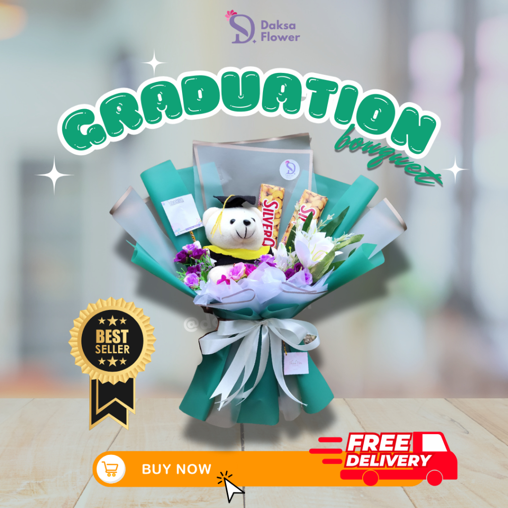 [DAKSA FLOWER] Buket Boneka Wisuda |BUKET BONEKA WISUDA | kado hadiah Graduation | Sidang Skripsi | 