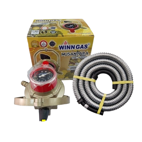 WINN GAS W800M Nusantara Regulator Tekanan Rendah + SELANG GAS 1.8 METER