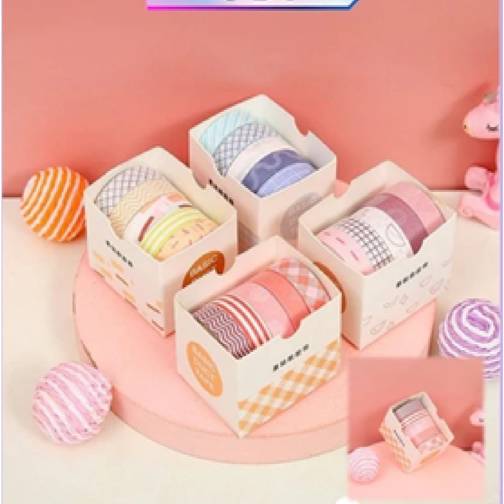 

Set selotip kertas motif warna warni