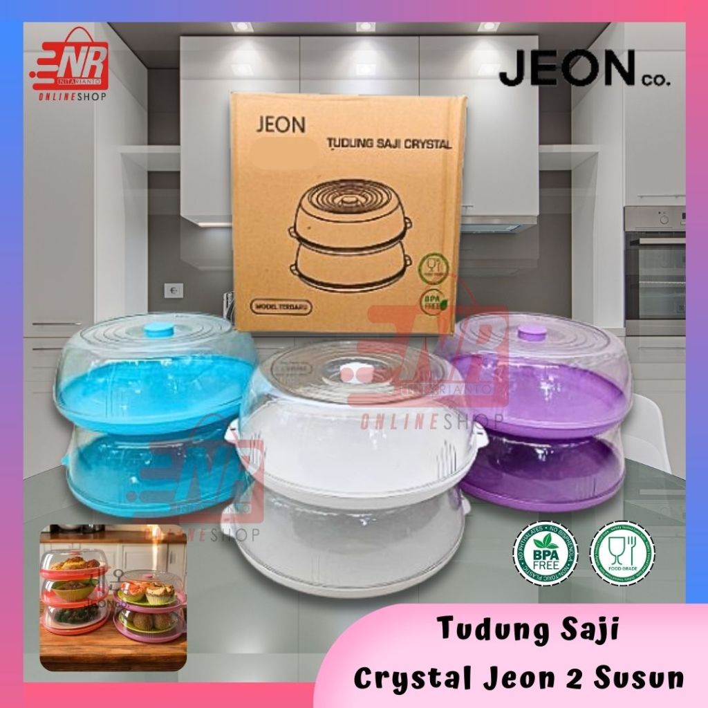 Tudung Saji Crystal Jeon 2 Susun - Tudung Saji Modern - Tudung Saji Kristal Susun 2 - Tempat Penyimp