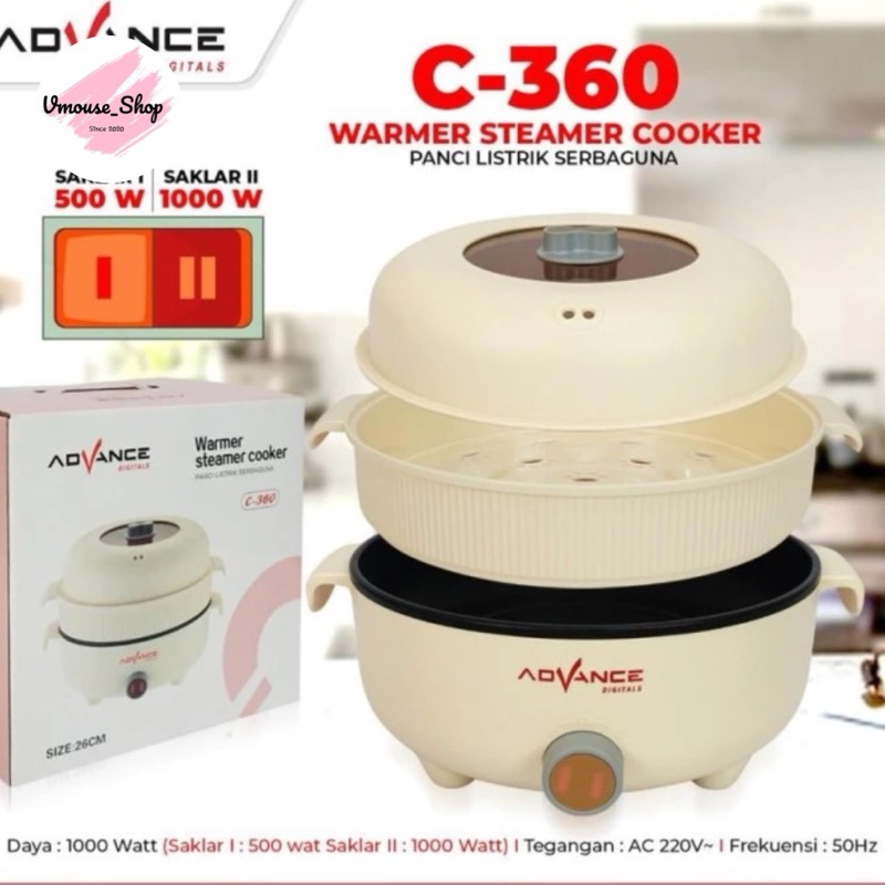 ADVANCE PANCI LISTRIK SERBAGUNA C360 - PANCI KUKUSAN LISTRIK - KUKUSAN LISTRIK - PANCI KUKUS ADVANCE