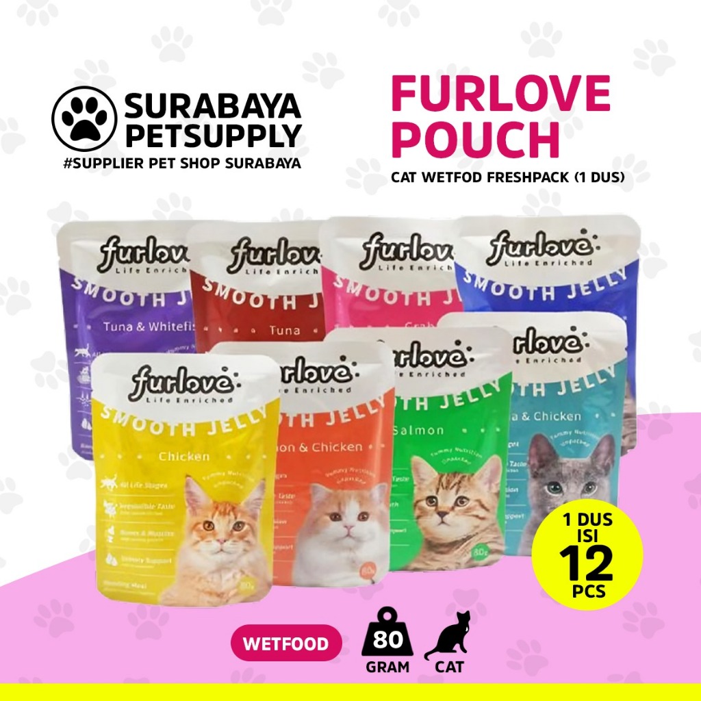 (1 DUS) Furlove sachet cat 80gram - Furlov pouch cat 80gr - Fourlove saset 80 gr - Furluv sachet 80 
