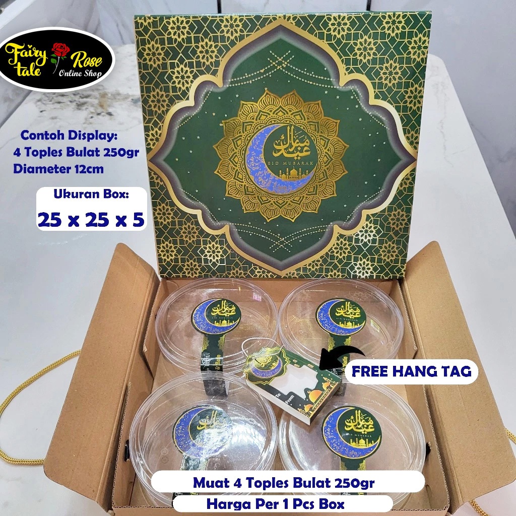

Box Idul Fitri - Hampers Lebaran Muat 4 toples 250gr uk 25x25x5cm