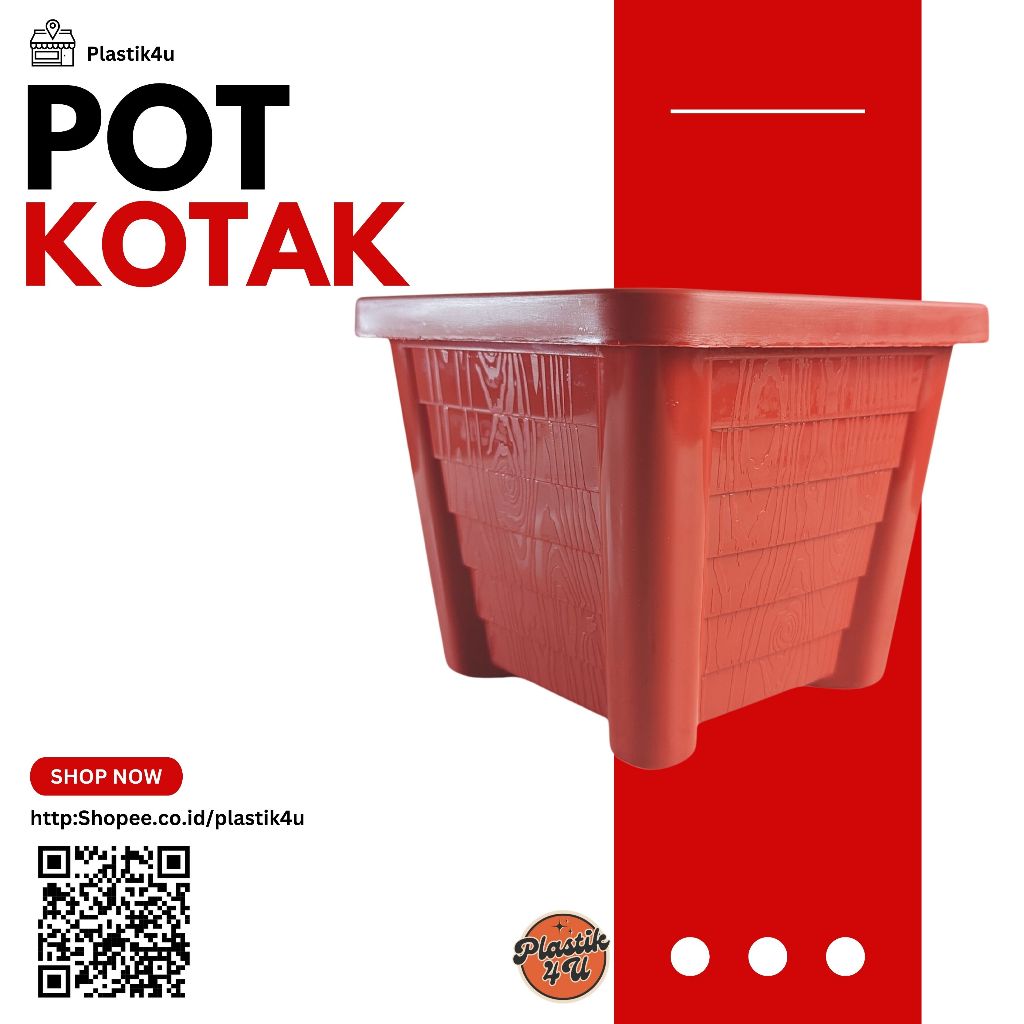 Pot Bunga Plastik Kotak 28 | Pot Tanaman Kotak Plastik Besar 28 | Warna Bata | Harga Terjangkau & Pe