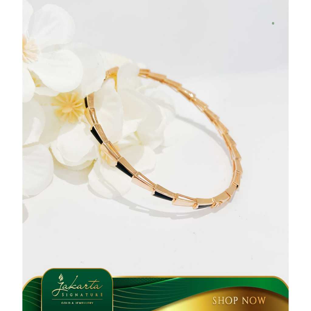 Gelang Fashion 17K Bangle BVL Serpenti Enamel Hitam#00400494