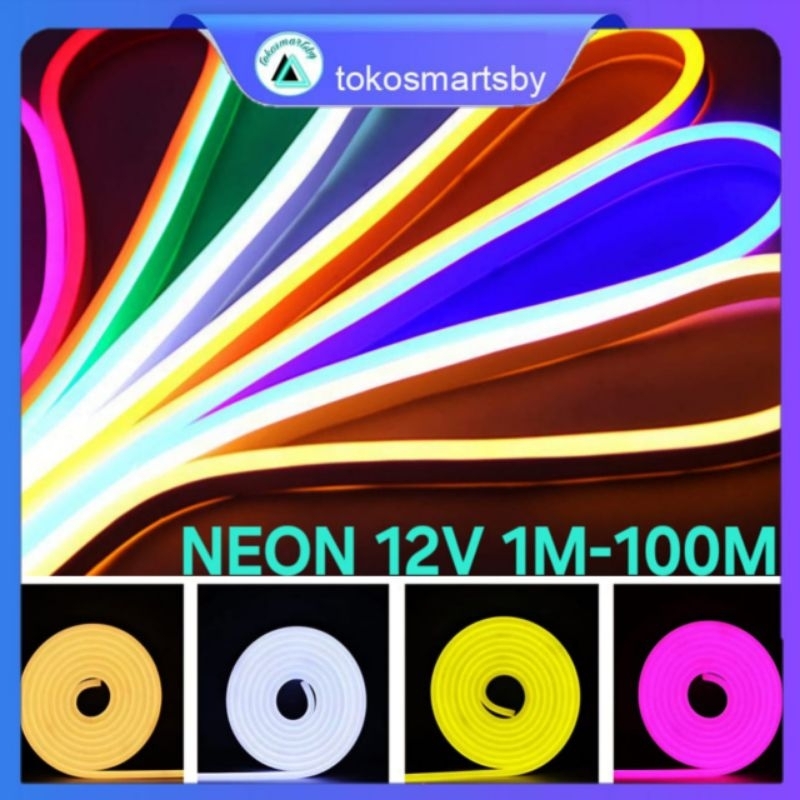 LAMPU LED NEON FLEX SELANG 12 VOLT METERAN FLEXIBLE STRIP OITDOOR DC 12VOLT LAMPU ALIS MOTOR MOBIL