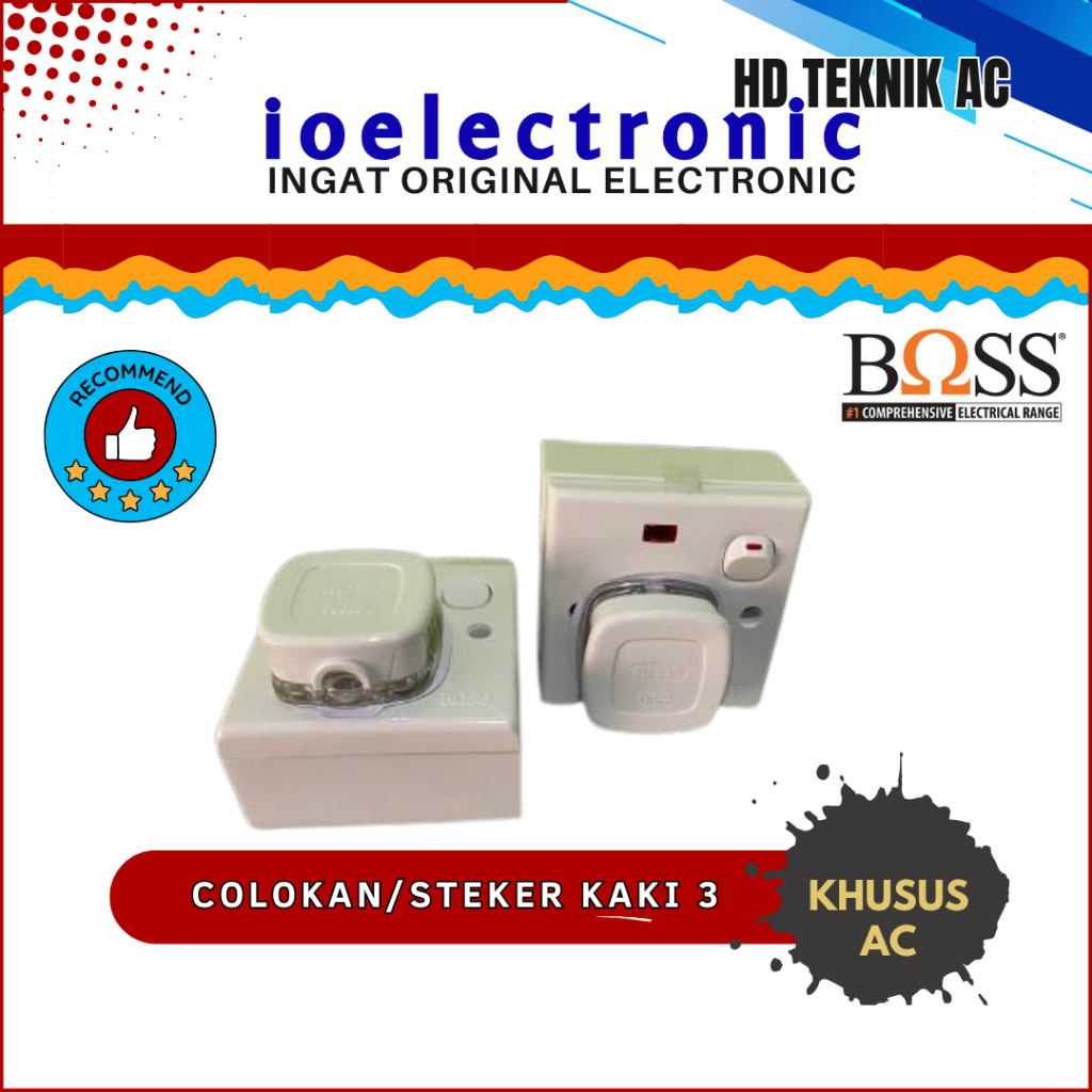 STOP KONTAK BOSS STEKER AC OUTBOW SET COLOKAN KAKI 3