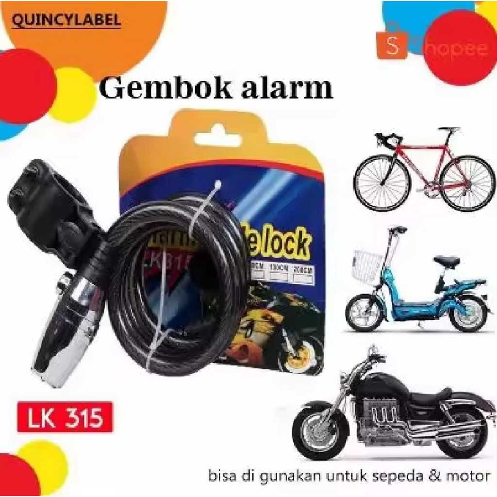 Gembok Alarm Kunci Pengaman Rantai Sepeda Motor Pagar Rumah
