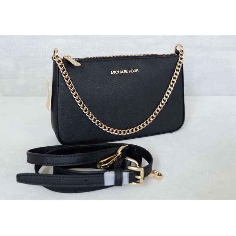 MK Jet Set Travel Medium Zip Pouchette Black  k