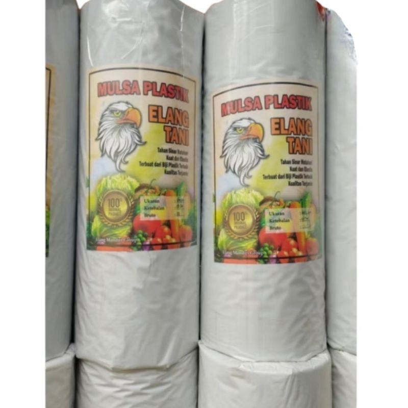 Plastik Mulsa Hitam Perak Elang Tani Ukuran 60cm, Ketebalan 0.30 micron, Berat 17.29/ mulsa bell