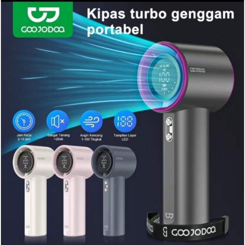 READY GOOJODOQ KIPAS ANGIN TURBO GENGGAM PORTABLE KIPAS STRONG DIGITAL