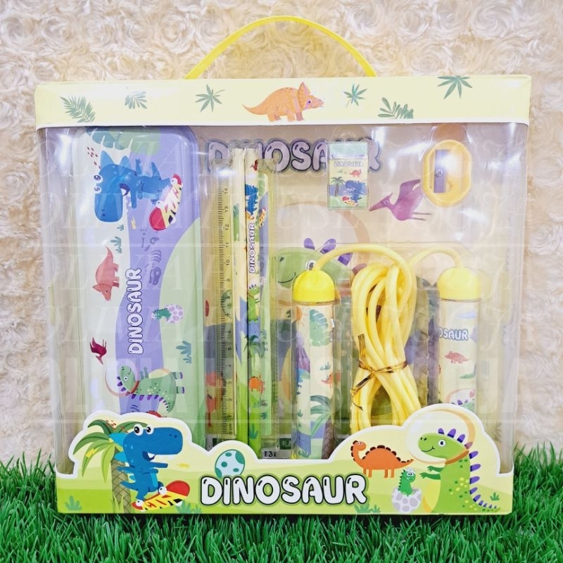 

Stationary Set Box Dinosaurus YOYO-8026 Rope Skipping 6in1 Pensil Case Set Dino Kuning 6in1