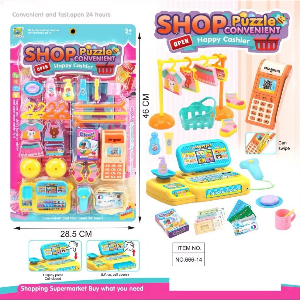 Nonnapik Mainan Anak Cewek Kasir Kasiran Uang Uangan Lampu Musik Warna Random Cash Register