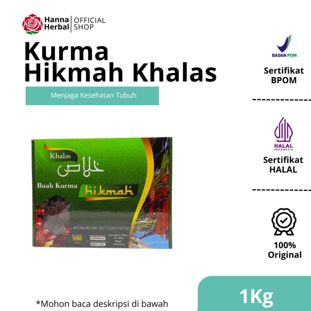 

HIKMAH - Kurma Khalas Kholas Khallas 1kg Kurma 1kg Kurma Khalas Hikmah 1000gr