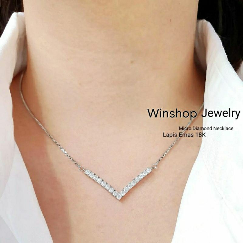 Kalung Swarovski Berlian Wanita Kalung Perak Silver Wanita Kalung Emas Putih Kalung Korea Kalung V
